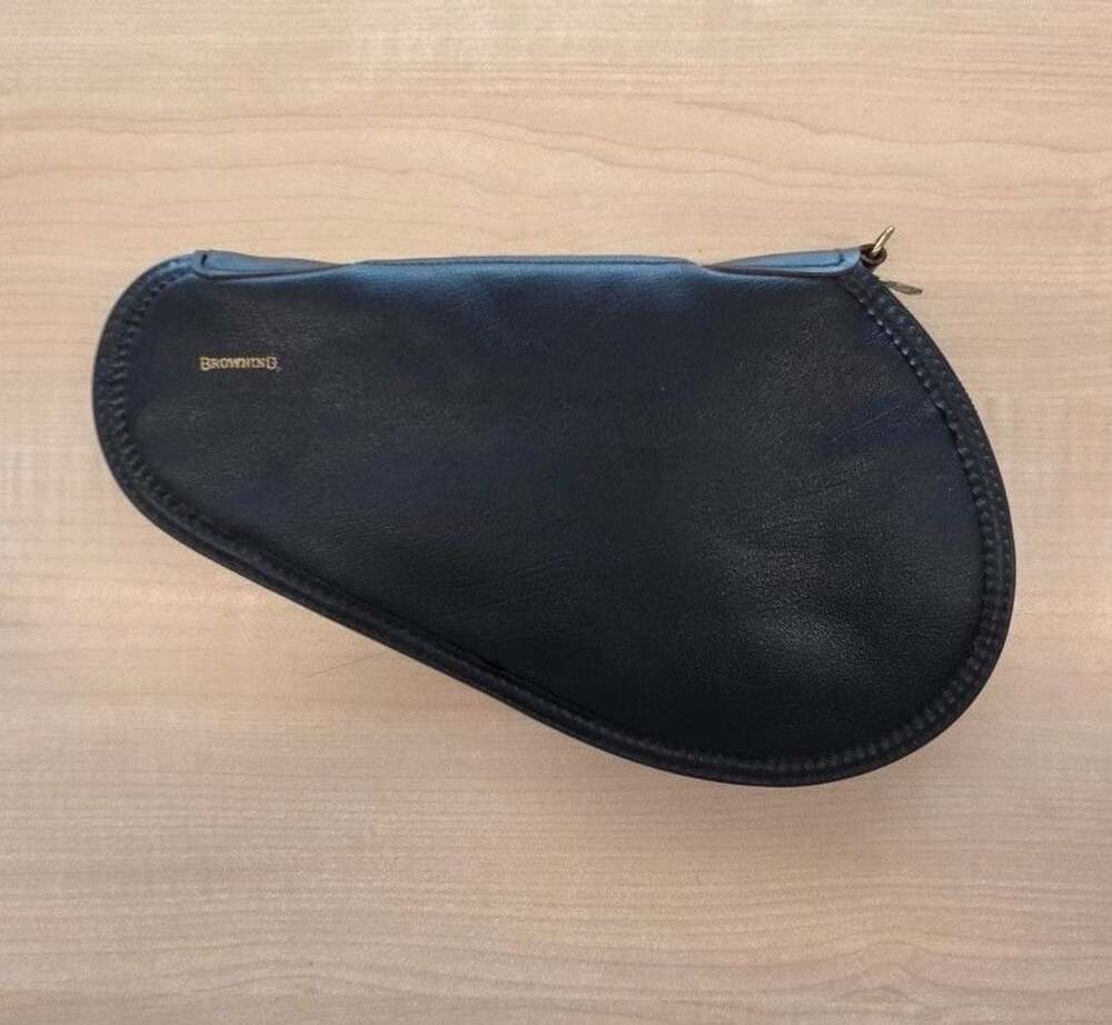 Browning Vintage Leather Handgun Pistol Case Black Sherpa Lined